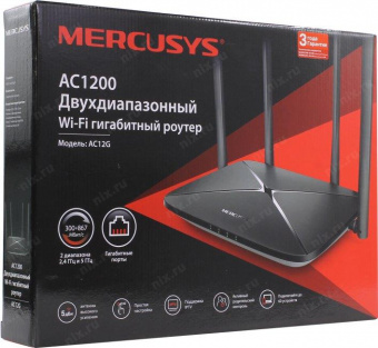 Роутер беспроводной Mercusys AC12G AC1200 10/100/1000BASE-TX черный (упак.:1шт) от магазина РЭССИ