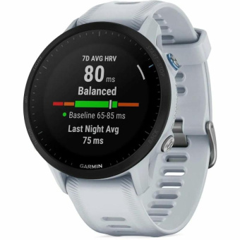 Смарт-часы Garmin Forerunner 955 33мм 1.3" корп.черный рем.белый разм.брасл.:130-220мм (010-02638-31) от магазина РЭССИ
