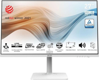 Монитор MSI 27" Modern MD272XPW белый IPS LED 1ms 16:9 HDMI M/M матовая HAS Piv 300cd 178гр/178гр 1920x1080 100Hz DP FHD USB 5.85кг от магазина РЭССИ