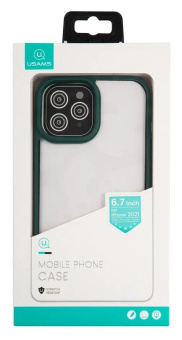 Чехол (клип-кейс) для Apple iPhone 13 Pro Max Usams US-BH771 прозрачный/зеленый (УТ000028123) от магазина РЭССИ