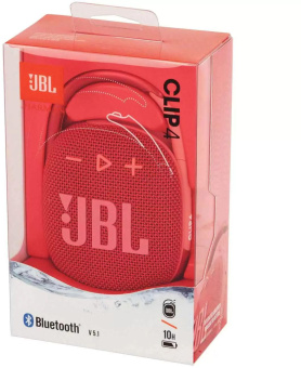 Колонка порт. JBL Clip 4 красный 5W 1.0 BT 15м 500mAh (JBLCLIP4RED) от магазина РЭССИ