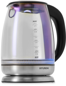 Чайник электрический Hyundai HYK-G8800 1.7л. 2200Вт черный/серебристый корпус: стекло от магазина РЭССИ