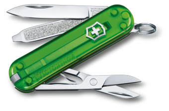 Нож-брелок Victorinox Classic SD Colors Green Tea 58 мм 7 функций полупрозрачный зелёный 0.6223.T41G от магазина РЭССИ
