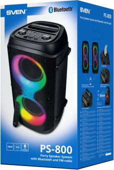 Колонка порт. Sven PS-800 черный 100W 2.0 BT 10м 4400mAh от магазина РЭССИ