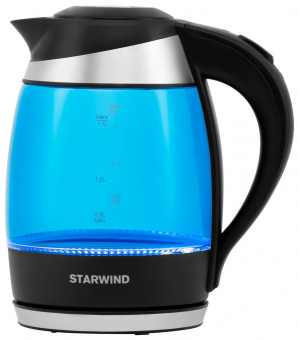 Чайник электрический Starwind SKG2216 1.8л. 2200Вт синий/черный (корпус: стекло) от магазина РЭССИ