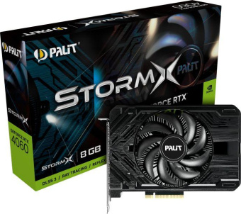 Видеокарта Palit PCI-E 4.0 RTX4060 STORMX NVIDIA GeForce RTX 4060 8192Mb 128 GDDR6 1830/17000 HDMIx1 DPx3 HDCP Ret от магазина РЭССИ