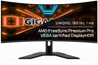 Монитор Gigabyte 34" G34WQC A черный VA LED 1ms 21:9 HDMI M/M матовая HAS 350cd 178гр/178гр 3440x1440 144Hz FreeSync Premium DP 2K 8.4кг от магазина РЭССИ