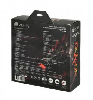 Наушники с микрофоном Оклик HS-L390G DRAGON черный/красный 1.8м мониторные оголовье (1100413) от магазина РЭССИ