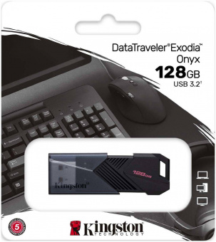 Флеш Диск Kingston 128Gb DataTraveler Exodia Onyx DTXON/128GB USB3.2 черный от магазина РЭССИ