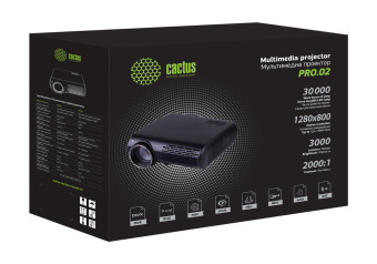Проектор Cactus CS-PRO.02WT.WXGA LCD 3000Lm (1280x800) 2000:1 ресурс лампы:30000часов 2xUSB typeA 2xHDMI 4.2кг от магазина РЭССИ