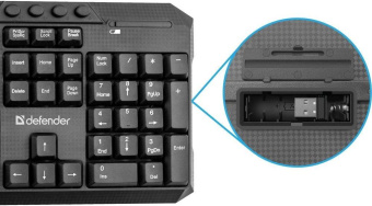 Клавиатура + мышь Defender Jakarta C-805 клав:черный мышь:черный USB беспроводная Multimedia (45804) от магазина РЭССИ