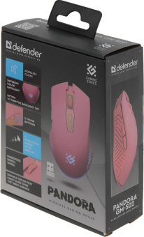 Мышь Defender Pandora GM-502 розовый оптическая 3200dpi silent беспров. USB 6but (52501) от магазина РЭССИ