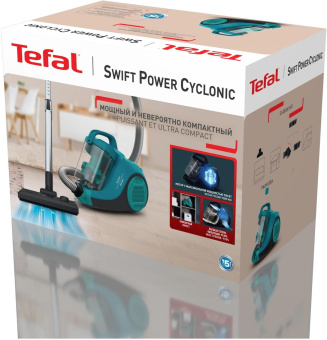 Пылесос Tefal Swift Power Cyclonic TW2922EA 2100Вт бирюзовый/черный от магазина РЭССИ