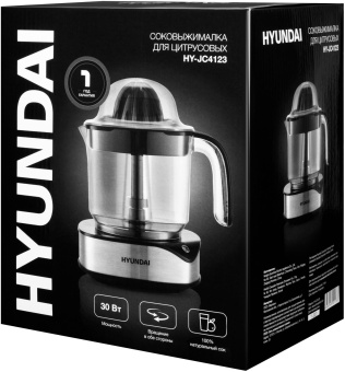 Соковыжималка цитрусовая Hyundai HY-JC4123 30Вт рез.сок.:1200мл. черный/нержавеющая сталь от магазина РЭССИ