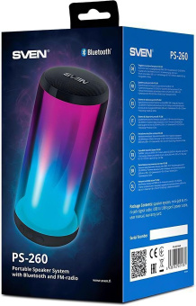 Колонка порт. Sven АС PS-260 черный 10W 1.0 BT/3.5Jack/USB 10м 2000mAh (без.бат) (SV-021337) от магазина РЭССИ