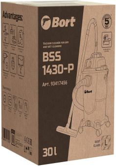 Строительный пылесос Bort BSS-1430-P 1400Вт (уборка: сухая/влажная) синий от магазина РЭССИ