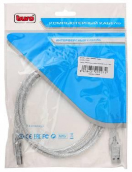 Кабель Buro USB2.0-AM/BM-Trans USB A(m) USB B(m) 1.8м прозрачный от магазина РЭССИ