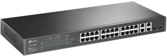 Коммутатор TP-Link SL2428P (L2) 24x100Мбит/с 4x1Гбит/с 2xКомбо(1000BASE-T/SFP) 24PoE+ 250W управляемый от магазина РЭССИ