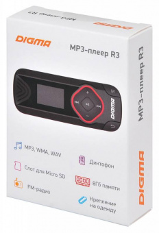 Плеер Flash Digma R3 8Gb черный/0.8"/FM/microSDHC/clip от магазина РЭССИ