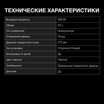 Микроволновая Печь Hyundai HYM-D3008 23л. 800Вт черный от магазина РЭССИ