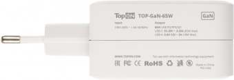 Блок питания TopON TOP-GaN-65W автоматический 65W 5V-20V 3.25A 2xUSB от бытовой электросети LED индикатор от магазина РЭССИ