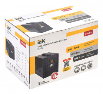 Стабилизатор напряжения IEK Home 1.5кВА однофазный черный (IVS20-1-01500) от магазина РЭССИ
