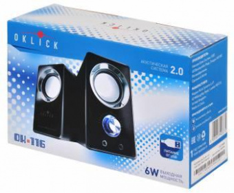 Колонки Оклик OK-116 2.0 черный 6Вт от магазина РЭССИ