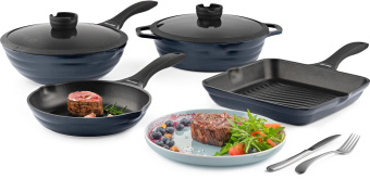 Сковорода Rondell Royal Blue RDA-1543 круглая 20см покрытие: Eclipse ручка несъемная (без крышки) синий от магазина РЭССИ