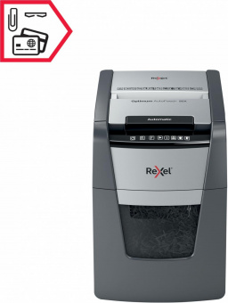 Шредер Rexel Optimum AutoFeed 90X черный с автоподачей (секр.P-4) фрагменты 90лист. 34лтр. скрепки скобы пл.карты от магазина РЭССИ