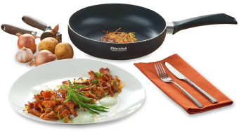 Сковорода Rondell Arabesco RDA-577 круглая 24см покрытие: Xylan Plus ручка несъемная (с крышкой) серый от магазина РЭССИ