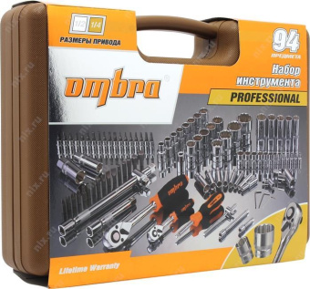 Набор инструмента для автомобиля с 12-гр. головками 1/2"DR и 1/4"DR 94 предмета Ombra OMT94S12 от магазина РЭССИ