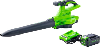 Воздуходувка-пылесос Greenworks GD40BVII пит.:от аккум. зеленый/черный от магазина РЭССИ