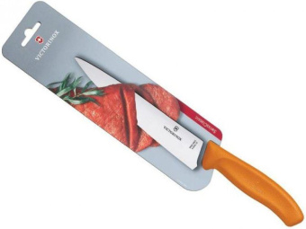 Нож кухонный Victorinox Swiss Classic (6.8006.19L9B) стальной разделочный для мяса лезв.190мм прямая заточка оранжевый блистер от магазина РЭССИ