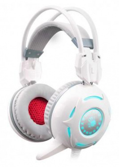 Наушники с микрофоном A4Tech Bloody G300 белый 1.8м мониторные оголовье (G300 WHITE+GREY) от магазина РЭССИ