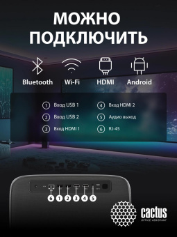 Проектор Cactus CS-PRC.06B.Full HD-A LCD 900Lm ANSI (1920x1080) 2000:1 ресурс лампы:50000часов 2xUSB typeA 2xHDMI 3.0кг от магазина РЭССИ