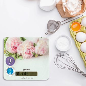 Весы кухонные электронные Vitek VT-2414 макс.вес:10кг белый/цветы от магазина РЭССИ
