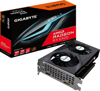 Видеокарта Gigabyte PCI-E 4.0 GV-R64EAGLE-4GD AMD Radeon RX 6400 4096Mb 64 GDDR6 2039/16000 HDMIx1 DPx1 HDCP Ret от магазина РЭССИ