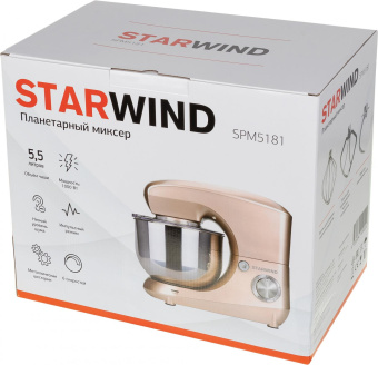 Миксер планетарный Starwind SPM5181 1000Вт золотистый от магазина РЭССИ