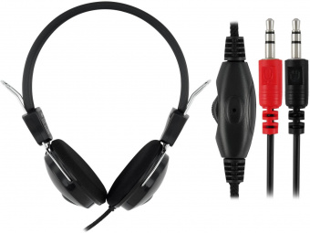 Наушники с микрофоном Оклик HS-M200 черный 1.8м накладные оголовье (1532011) от магазина РЭССИ