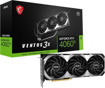 Видеокарта MSI PCI-E 4.0 RTX 4060 Ti VENTUS 3X 16G OC NVIDIA GeForce RTX 4060TI 16384Mb 128 GDDR6 2610/18000 HDMIx1 DPx3 HDCP Ret от магазина РЭССИ