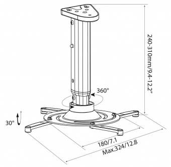 Кронштейн для проектора Cactus CS-VM-PR05M-BK черный макс.21кг потолочный поворот и наклон от магазина РЭССИ