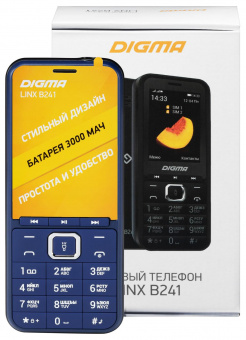 Мобильный телефон Digma LINX B241 32Mb темно-синий моноблок 2Sim 2.44" 240x320 0.08Mpix GSM900/1800 FM microSD max16Gb от магазина РЭССИ