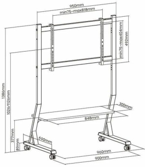 Подставка для телевизора Ultramounts UM306B черный 45"-90" макс.60кг напольный мобильный от магазина РЭССИ