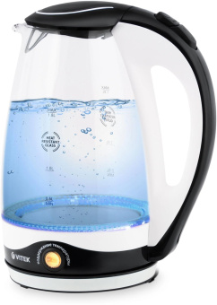 Чайник электрический Vitek VT-7027 1.8л. 2200Вт черный корпус: стекло от магазина РЭССИ