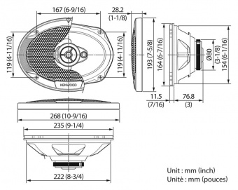 Колонки автомобильные Kenwood KFC-S6966 400Вт 91дБ 4Ом 16x23см (6x9дюйм) (ком.:2кол.) коаксиальные трехполосные от магазина РЭССИ