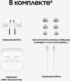 Гарнитура внутриканальные Samsung Galaxy Buds 3 Pro белый беспроводные bluetooth в ушной раковине (SM-R630NZWACIS) от магазина РЭССИ