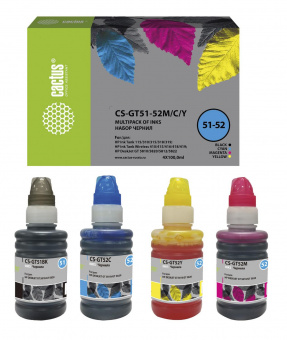 Чернила Cactus CS-GT51-52M/C/Y многоцветный набор 4x100мл для DeskJet GT 5810/5820/5812/5822 от магазина РЭССИ