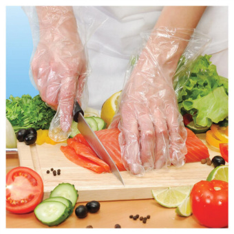 Одноразовые полиэтиленовые перчатки PATERRA 50 шт в упаковке размер М 402-037 от магазина РЭССИ