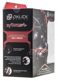 Наушники с микрофоном Оклик HS-L450G ARROW черный/красный 2.2м мониторные оголовье (472654) от магазина РЭССИ
