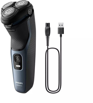 Бритва роторная Philips S3144/00 реж.эл.:3 питан.:аккум. темно-синий от магазина РЭССИ